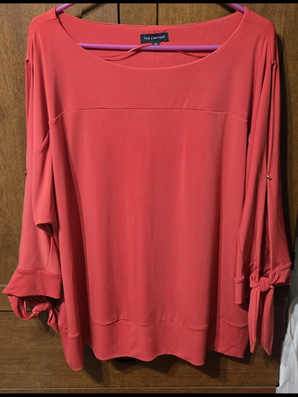 The Limited Coral Red Tie-Sleeve Tunic Top